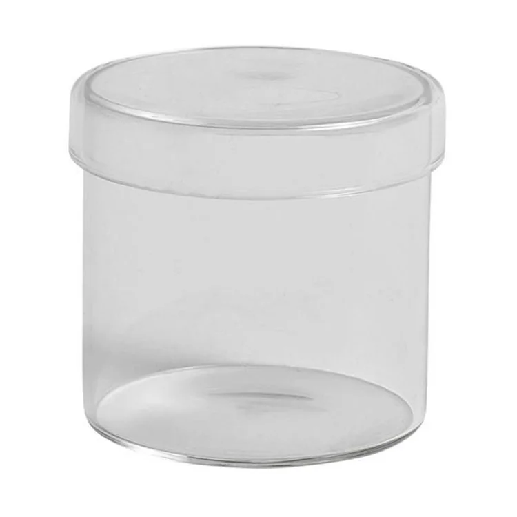 

Custom Blown Different Size Practical Clear Pyrex Borosilicate Glass Jar Container with Matching Lid, Customized color