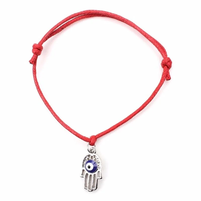 

New Couple Jewelry Adjustable Evil Eyes Charm Bracelet Red Rope Blue Lucky Devil Eyes Hamsa Hand String Bracelet For Women Men