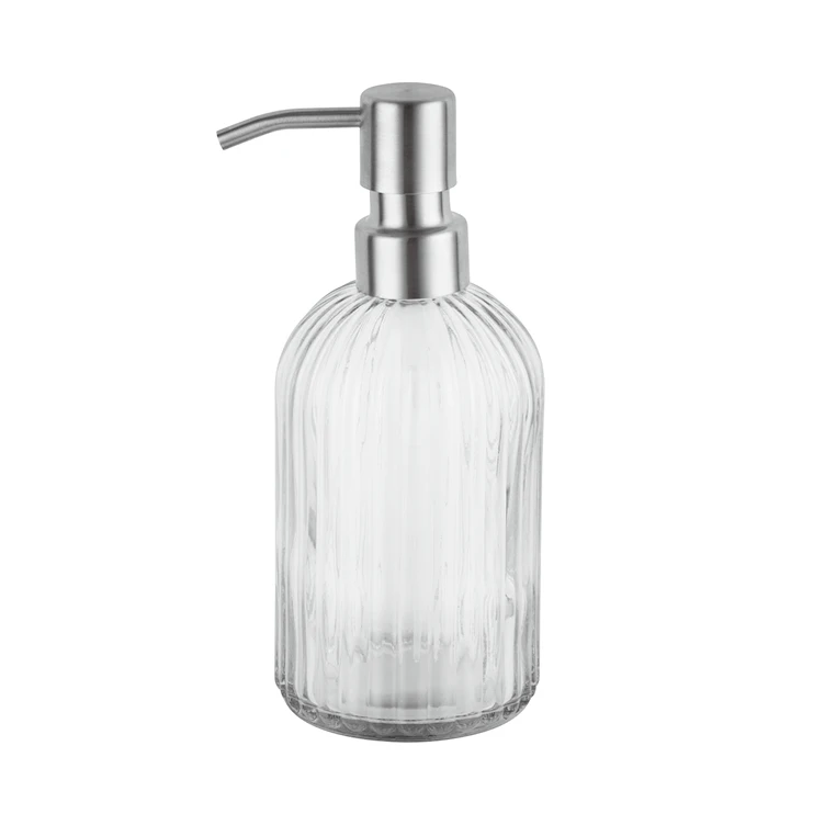 Longan Bathroom Soap Dispenser With Clear Glass Bottle Rust Proof Stainless Steel Pump Refillable Liquid Hand Soap Dispenser