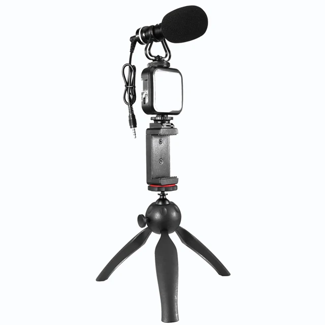 

Photographic Lighting with Tripod and Microphone Single Phone Tripod Stand With Vlogging Light kit for Smartphone Vlogging Kit
