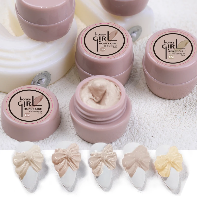 HONEY GIRL Cheap Solid Carving Gel Wholesale Nail Art Designs 3d 5D Carving Hard Nail Carved Gel Uv Led Painting Gel Polish
