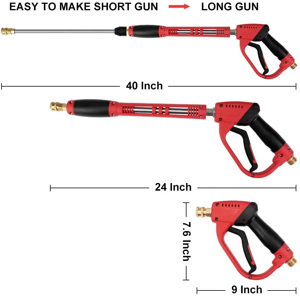 5000 Psi High Pressure Washer Gun With Replacement Extension Wand5 Nozzle Tips Setpressure 8653