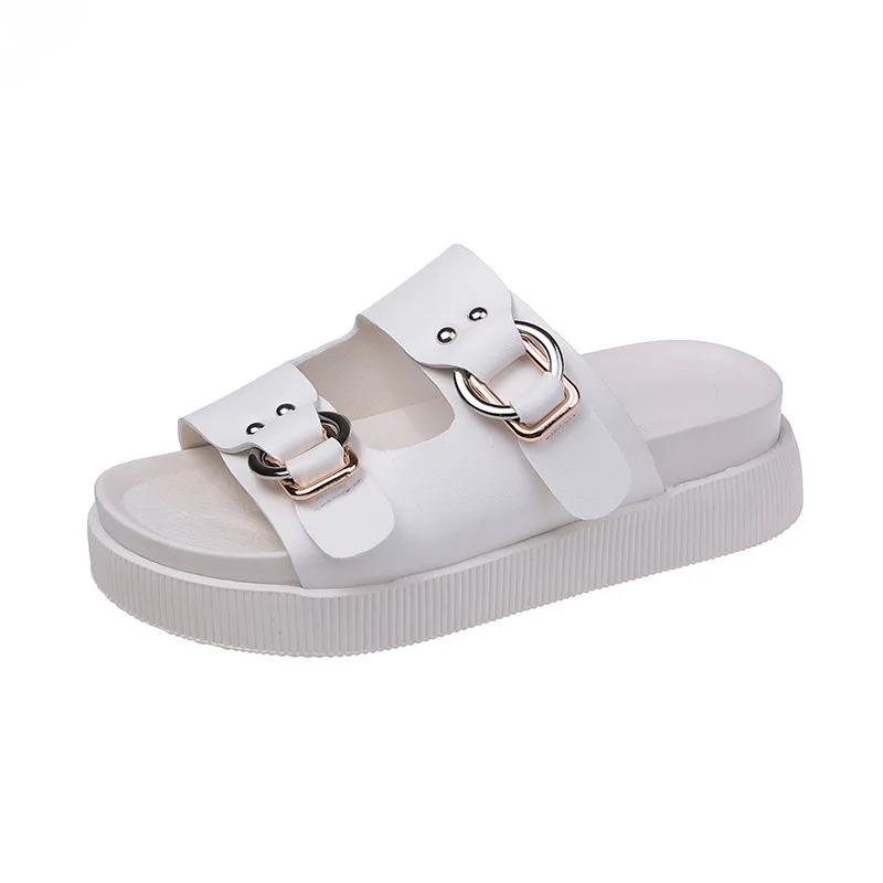 

2021 New Arrival Summer Outdoor Flat Sandals Belt Bucket Roman Style Pure Color Anti-Slip Anti-Odor Women Platform Sandals
