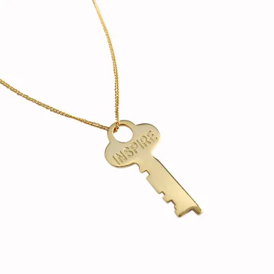 

S925 Sterling Silver Tiny Key necklace simple Dainty Delicate Gold Plated key Clavicle Necklace For Women Jewelry, Picture showing