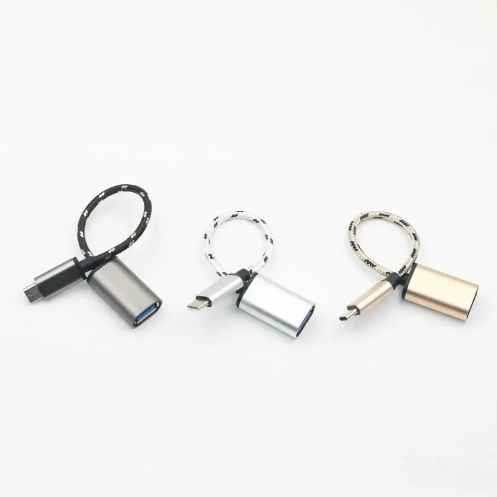 

USB OTG Cable USB 3.0 Female to Type C Male Connector OTG Adapter Data Cable, Gray gold silver