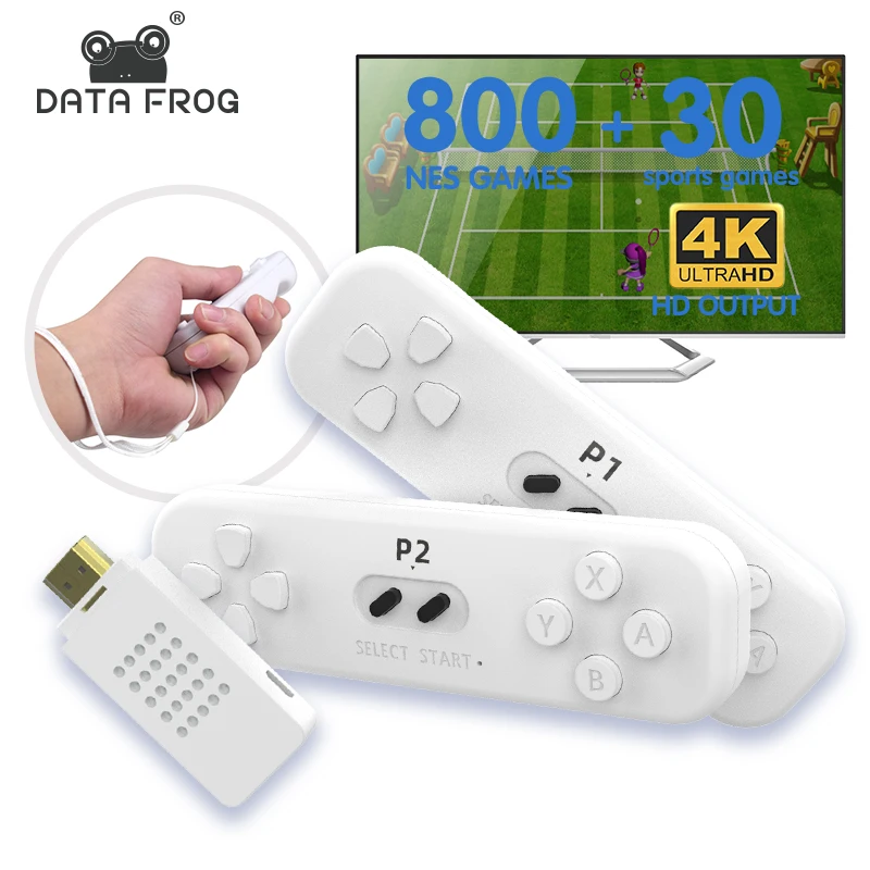

DATA FROG Retro Game Stick With 2.4G Wireless Controller 4k Classic Motion Sensing Console Video Built in 800 NES Game
