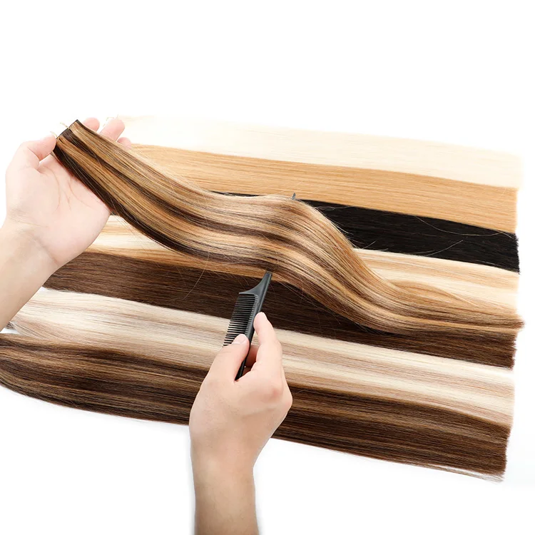 High Quality Hand Tied Cuticle Aligend Virgin Remy Human Hair Double Drawn Invisible Skin Weft Hair Extention manufacture