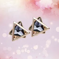 

High quality fancy women fashion 925 silver geometric zircon triangle shape earrings