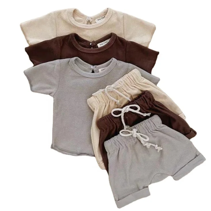 

Wholesale Children Boutique Clothing Shorts Sleeve Summer Sweatshirt Baby Boy Clothes Sets Outfits with Elastic Belt, Picture
