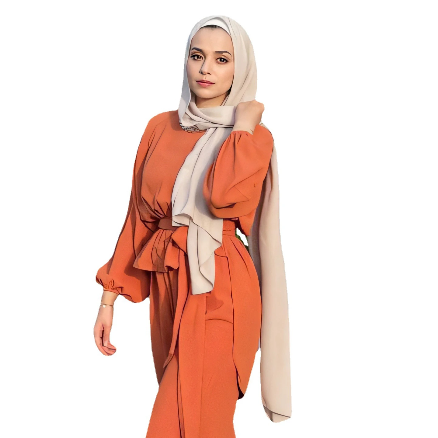 

Middle East Arab Fashion Turkey Jilbab 2 Pieces Muslim Dress Women's Abaya Dubai Traditional Muslim Women