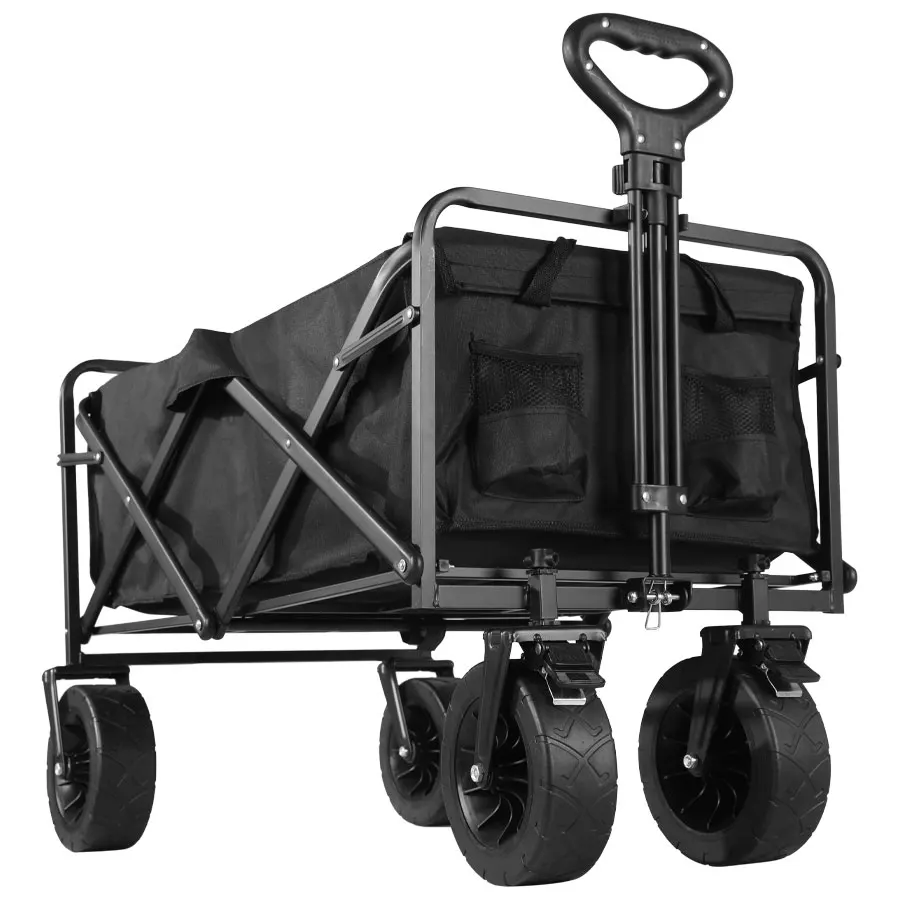 

Capacity 500lbs Heavy Duty Foldable Wagon Shopping Beach Garden Pull Trolley Collapsible Folding Outdoor Portable Utility Cart
