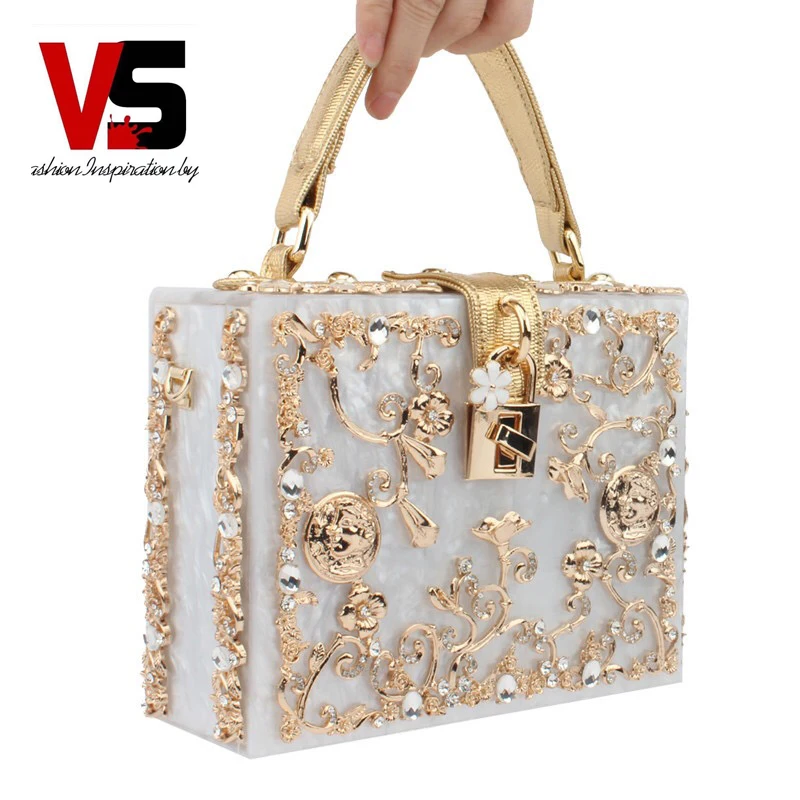 

RETON Elegant Latest Fashion Women Sparkling Crystal Clutch Purse Acrylic Evening Bags For Wedding Party Handbag Purse, Same as pic