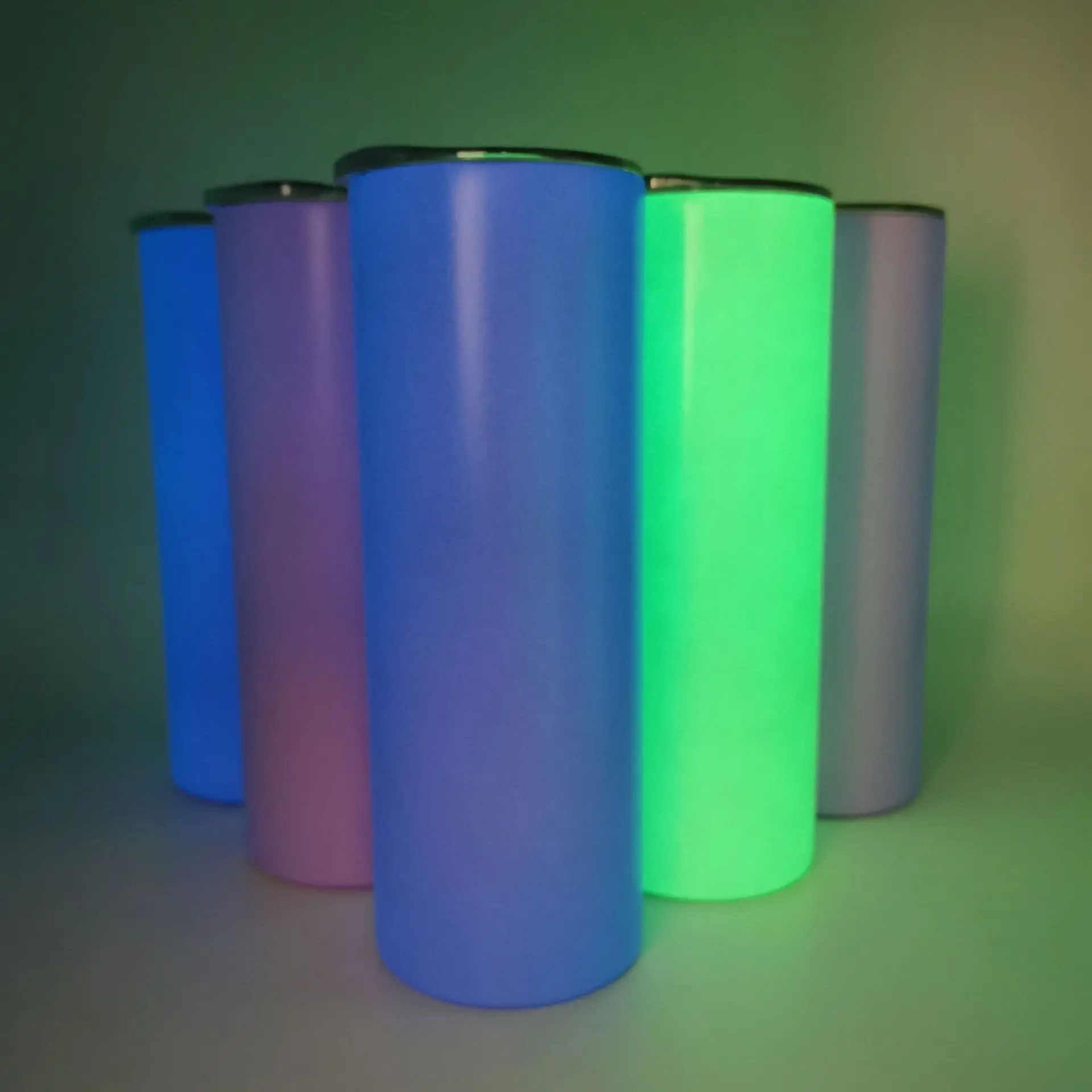 

A3488 Heat Transfer Mug Shiny Cup 20oz Straw Noctilucence Straight Tumbler Blank Sublimation Luminous Cup, Customized color