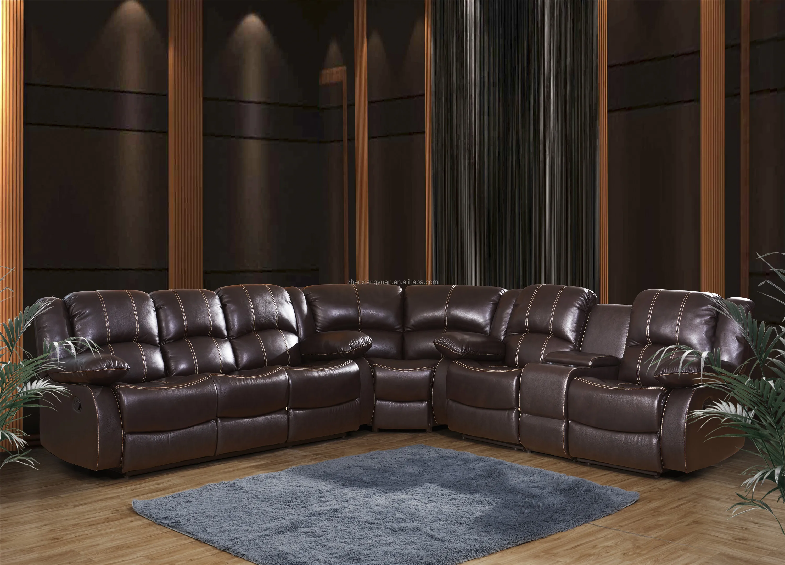 2023 Living Room Sofas Furniture Pu Leather Reclining Sofa Traditional
