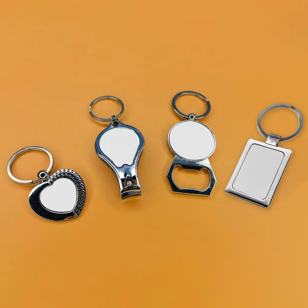 

Prosub Wholesale Sublimation Blank Metal Keychain Custom Print Logo variety styles Zinc Alloy Mirror Sublimation Key Chains