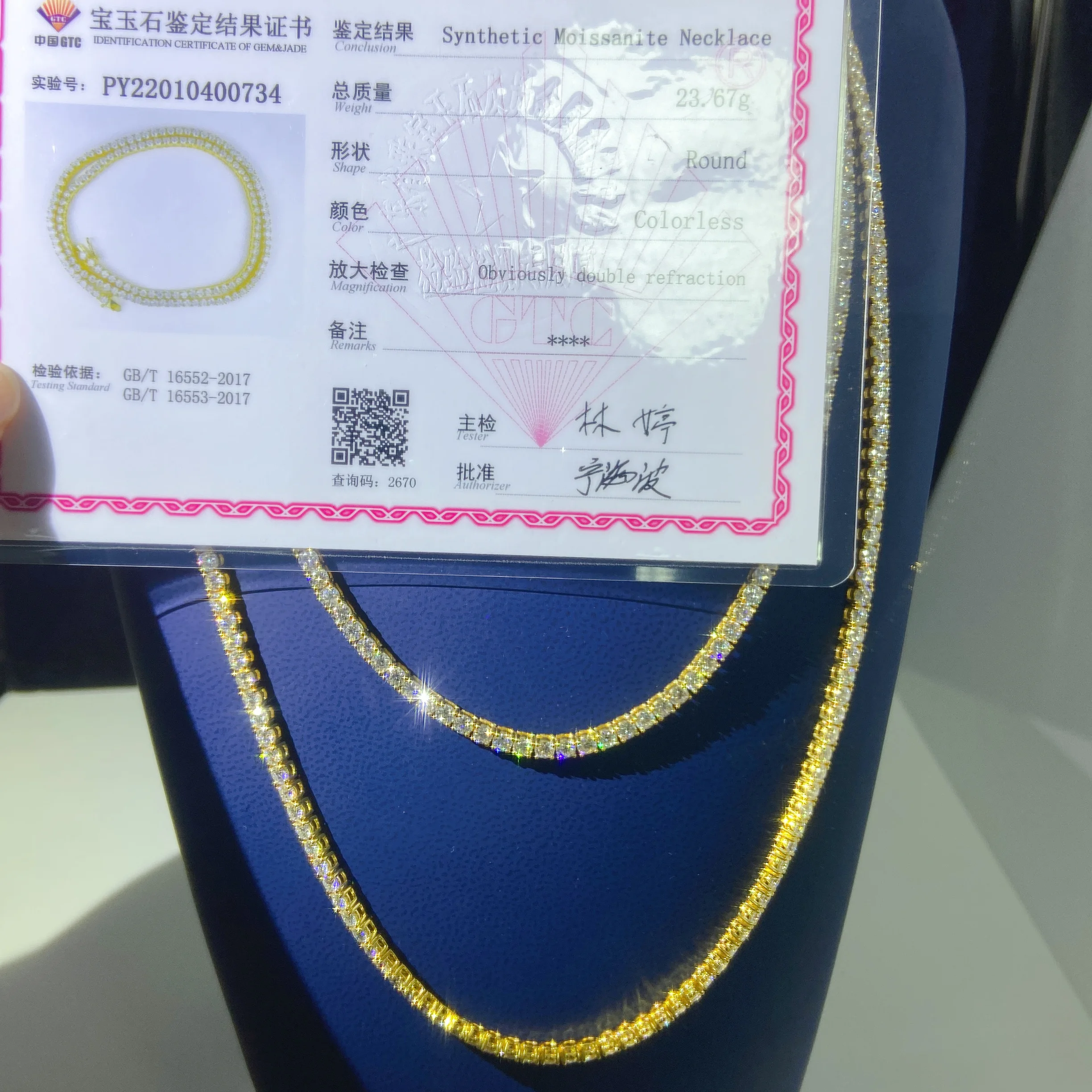

Hot Selling 3MM 10K Solid Gold VVS Moissanite Diamond Tennis Necklace Jewelry Chain Necklace Bracelet Men Tennis Chain