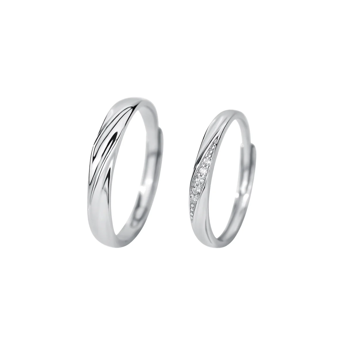 New NO MOQ Jewelry Fashion Couple Ring Jewelry 925 Sterling Silver Twisted Zircon Engagement Weeding Rings Lover Diamond Rings