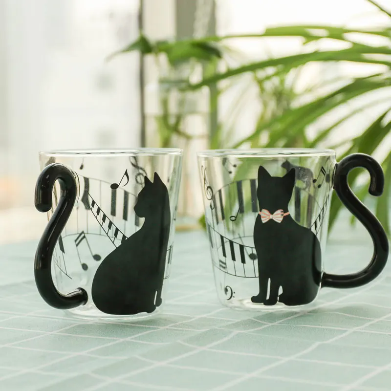 

Hot Sale Solid Borosilicate reusable Drinking Single Wall Glass cat Cup