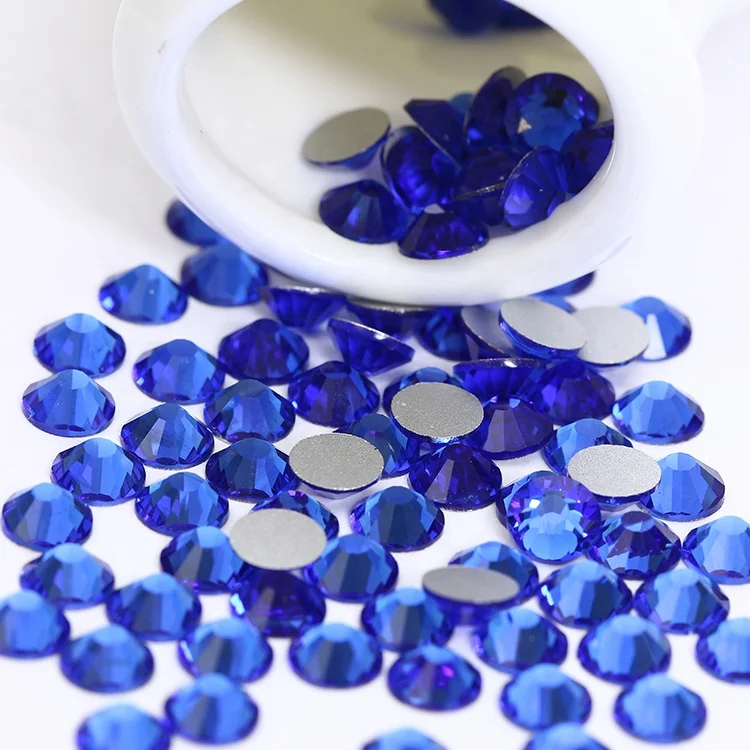 

sapphire blue bling silver back Flat Back Non Hot Fix Crystal Rhinestone in bluk for nail art
