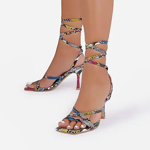 

New 2021 European station sexy slim high heel front and back lace up ROMAN SANDALS 35-40