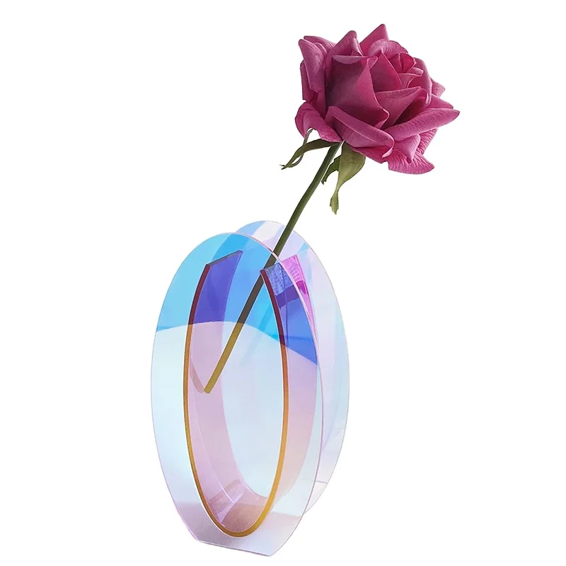 

Wedding Centerpieces Oval Acrylic Vase Modern Pink Acrylic Vase Unique Home Decoration Vase