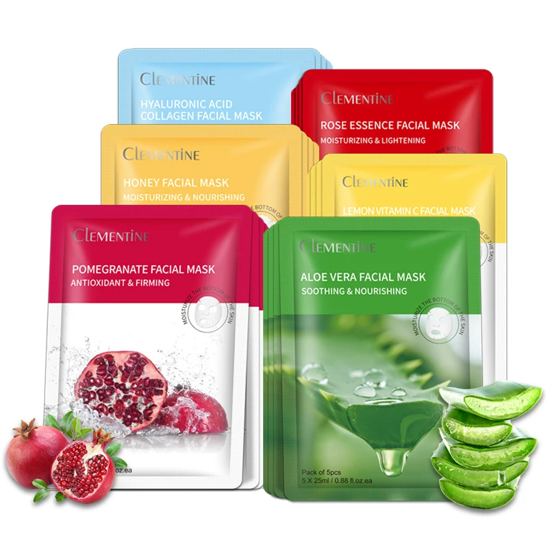 

Beauty Face Sheet Mask Whitening Hydrating Natural Plant Fruit Extract private label facial mask Skin Care, Accept customization