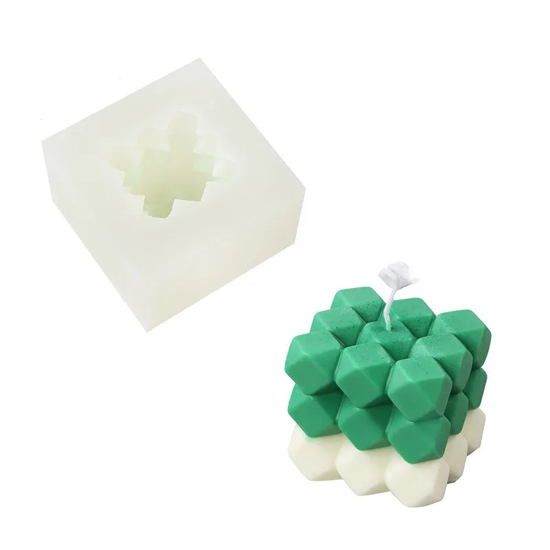 

B-3061 Large size Rubik's Cube Candle Mold Magic Ice Cube Candle Mould diament cubes candles molds