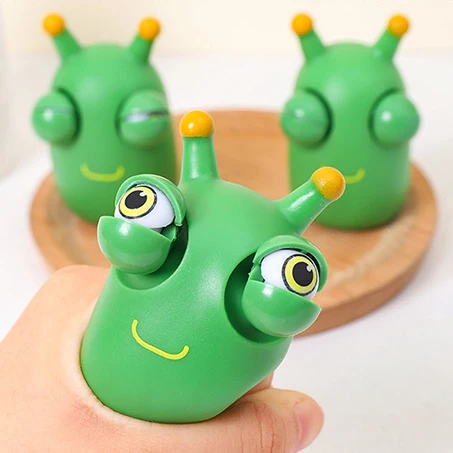 

2022 New Green Eye Bouncing Worm Squeeze Toy Popping Out Eyes Squeeze Toys Funny Grass Worm Pinch Toy