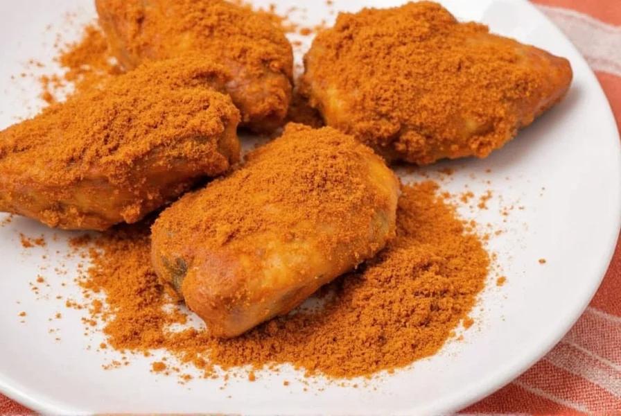 Homemade buffalo wing spice rub on a spoon