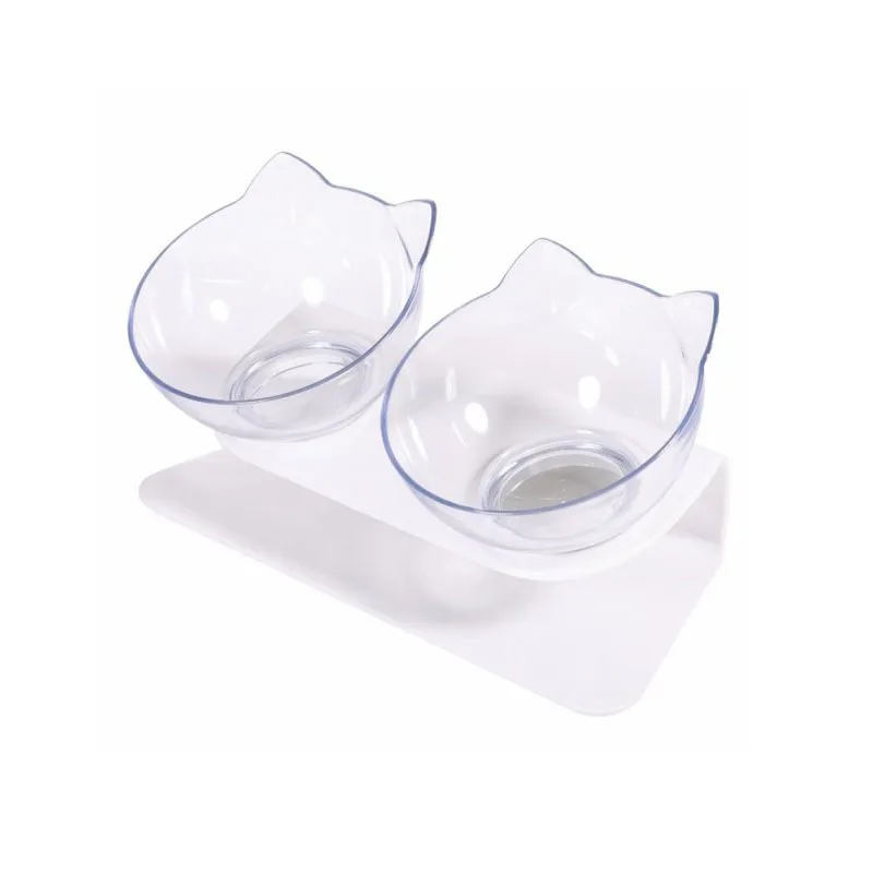 

Oblique mouth double bowl protection cervical spine cat food bowl pet drinking cat bowl