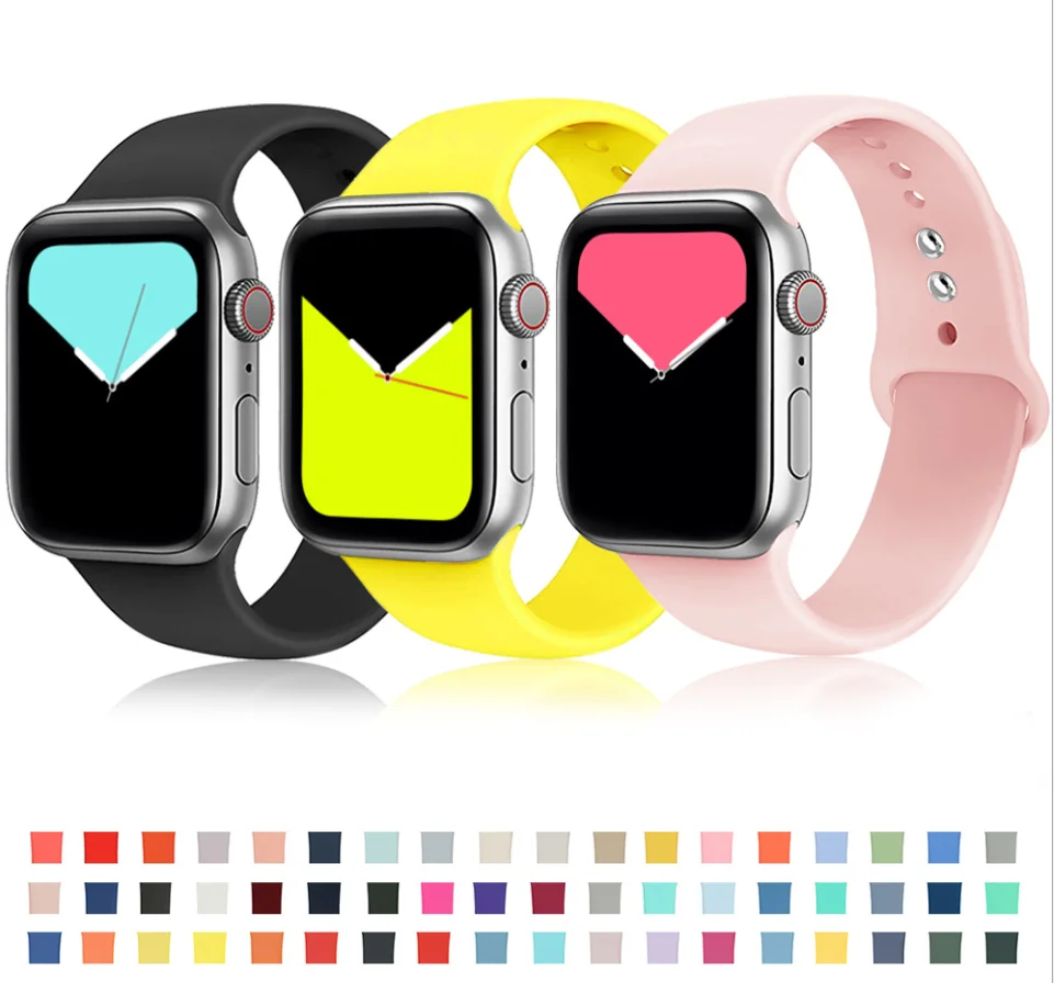 

Free Shipping Original 38 40 42 44mm Sport Silicone Band for Apple Watch Strap for iWatch, Colorful