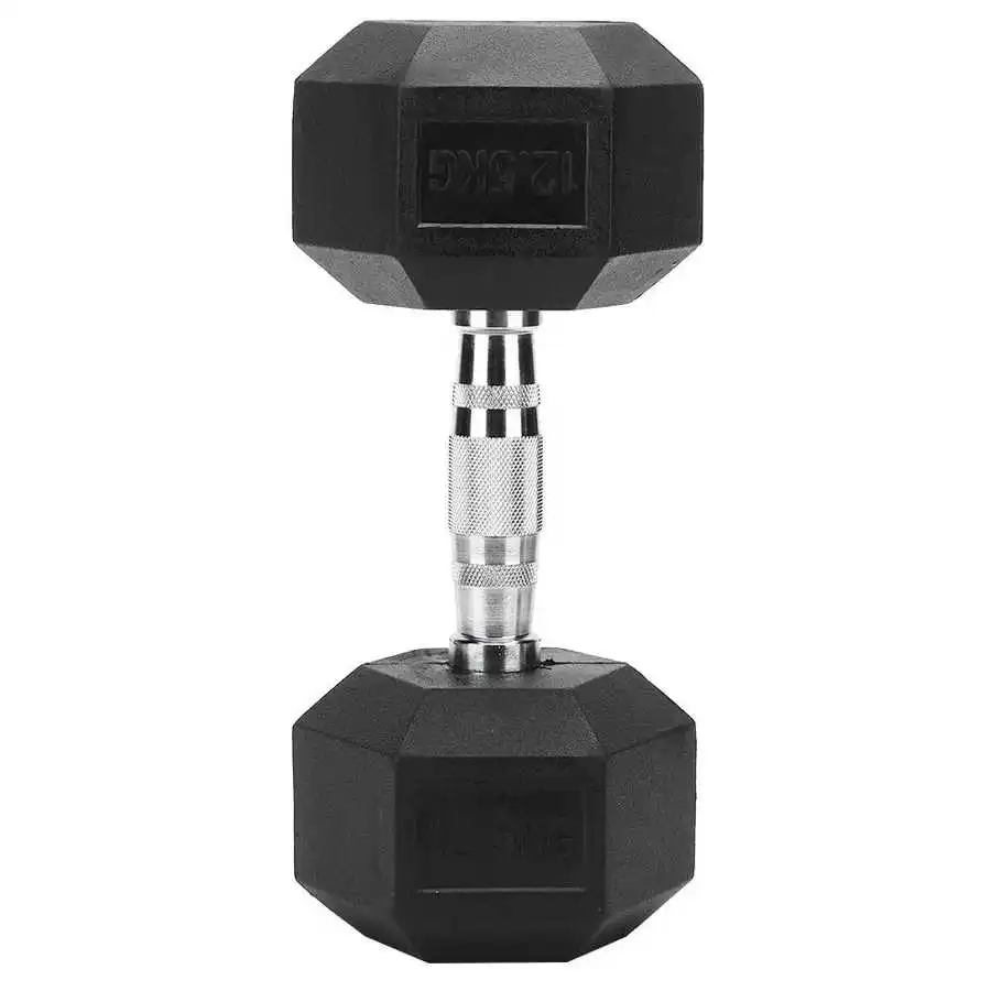 

Gym fitness power exercise rubber coated cast iron hex dumbbell for sale, Black