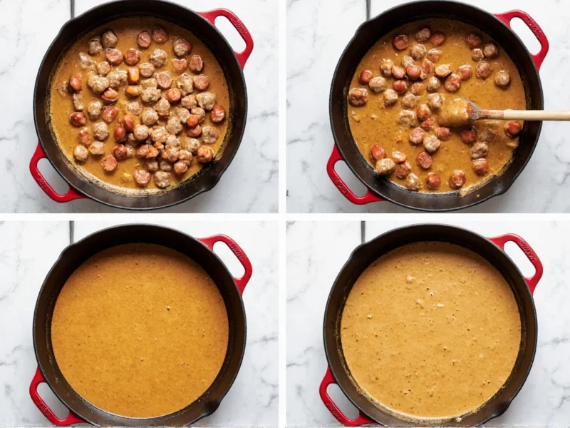 Step-by-step sausage gravy cooking process