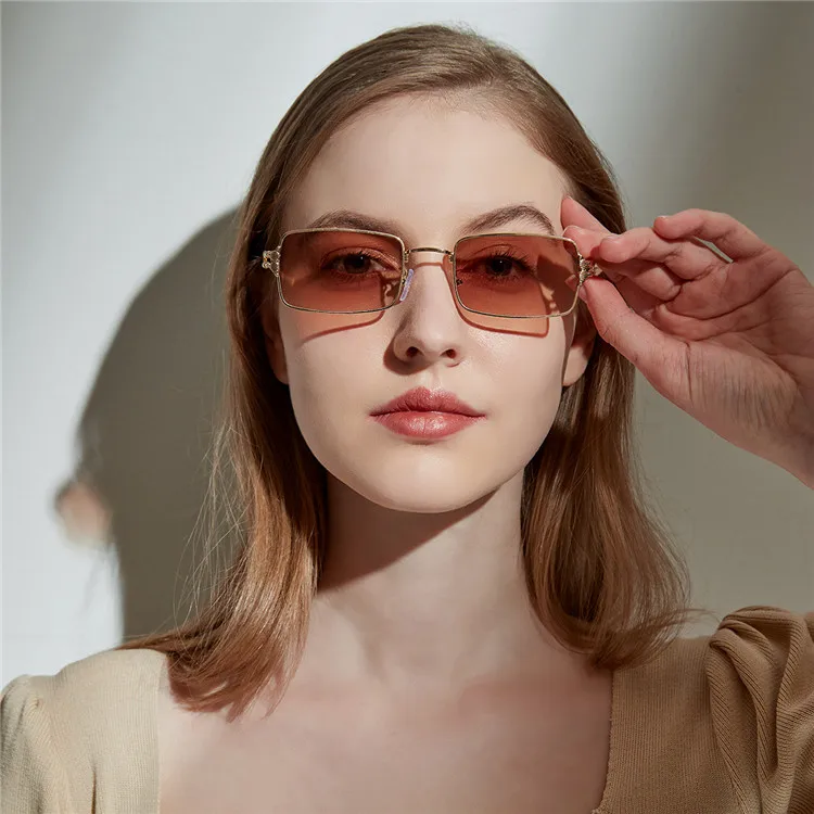 

2021Custom Colour Wholesale Vintage Gradient Feeling Frameless rimless Small Square Women Men Shades sunglasses, Mix color or custom colors