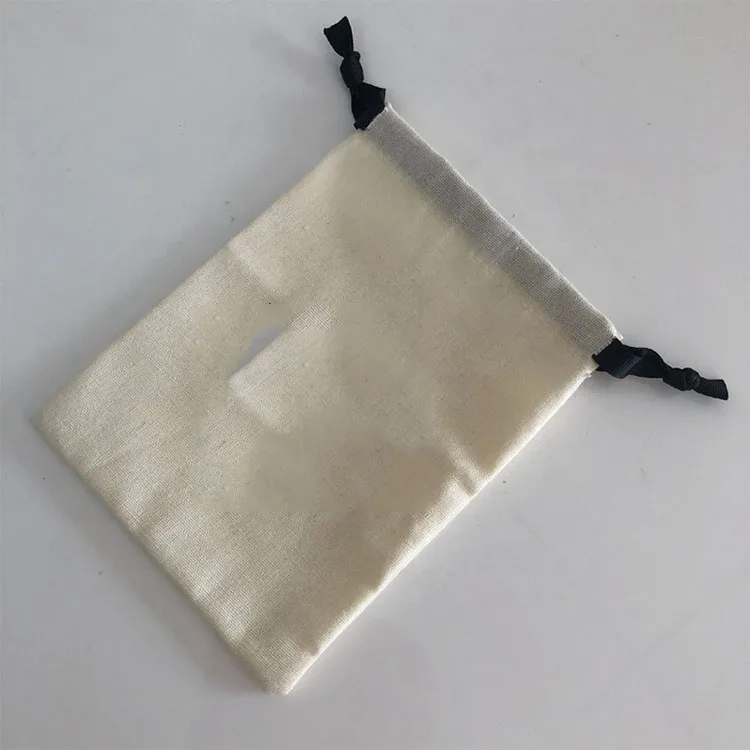 

promotional cotton canvas fabric printed Gift drawstring bag with double string