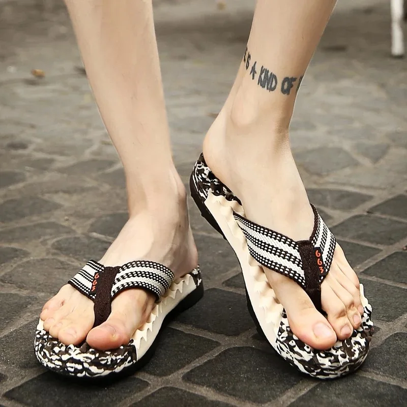 

Dropshipping 2022 summer beach men flip flops outdoor non-slip massage men slippers