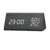 RTS Triangle Black Case with White LED Wooden Table Clock with Temperature and Humidity