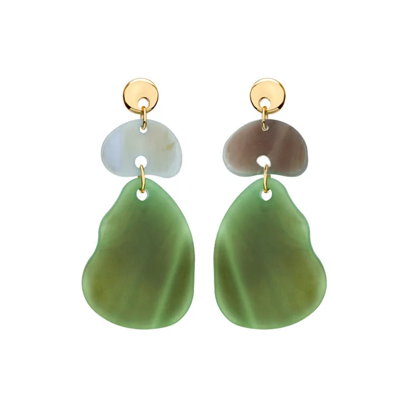 

ROMANTIC Trendy Women Earrings Statement Green Acrylic Hoop Earrings for Ladies