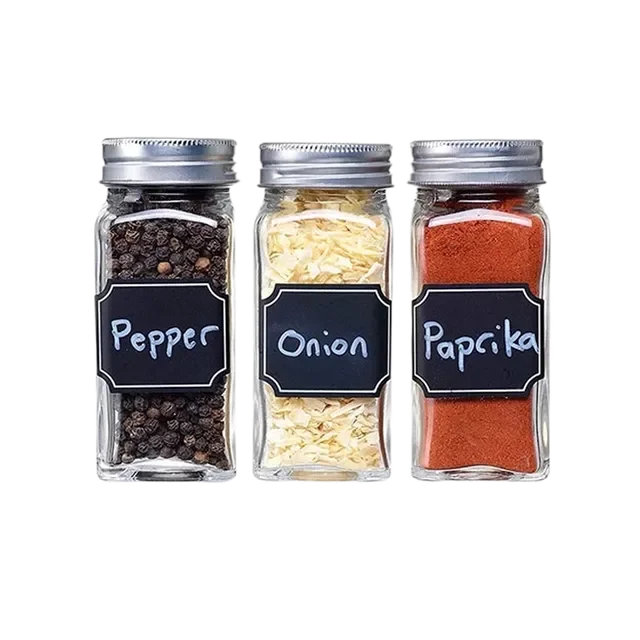 

Square Glass Spice Containers 4oz, Spice Jars Bottles, Square 4 oz Cruet Glass Spice Jars with Shaker Tops Lids, Transparent