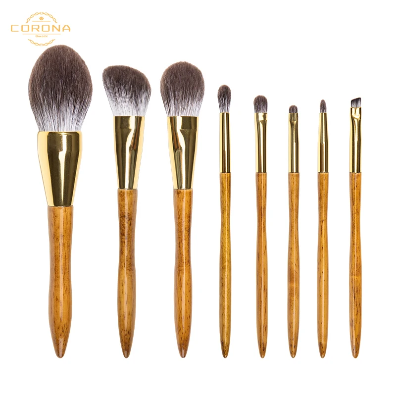 

8pcs wholesale original luxury wood handle private label fox hair makeup brushes set for professional women, Customized color