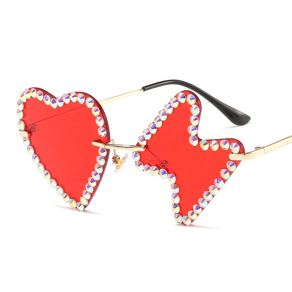 

Creative Design Funny lHeart-shaped Diamond Sunglasses Rimless Sunglasses For Women, Colors