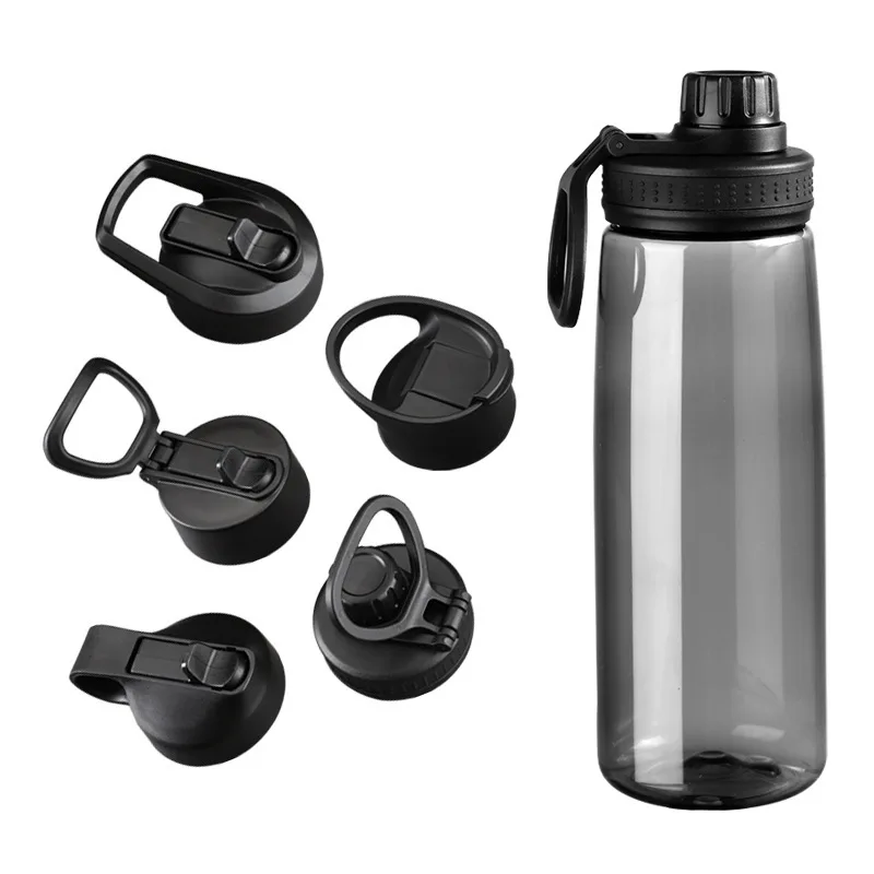 

750ml Gym Sports Water Bottle Portable Plastic Water Bottles with Custom Logo, Black