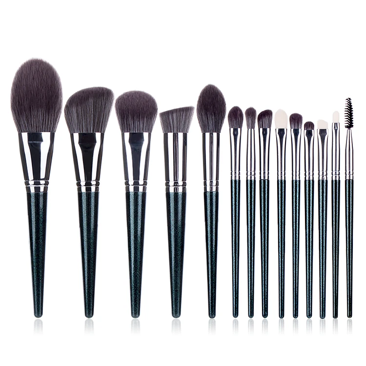 

Wholesale 14pcs Soft Synthetic Hair dark green Cosmetic Beauty Tools Face Makeup Brushes