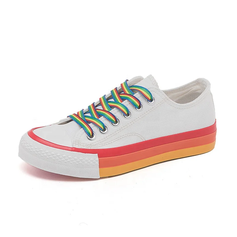 

Wholesale white sneakers women color sole cheap canvas women white shoes, White,red and black