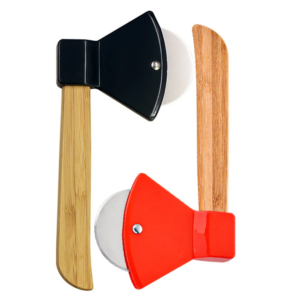 

2021 Best Selling New Design Fancy Bamboo Handle Axe Cycle Pizza Cutter