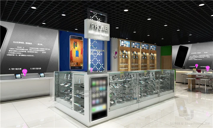 3d Drawing Retail Store Mobile Phone Shop Display Counter Mobile