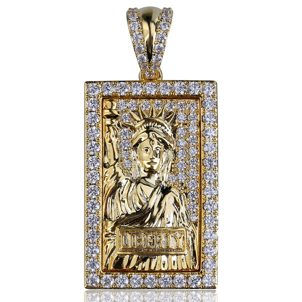 

Hip Hop Pendant Liberty Symbol Hangtag Gold plated micro-CZ Hip Hop Man hipster necklace