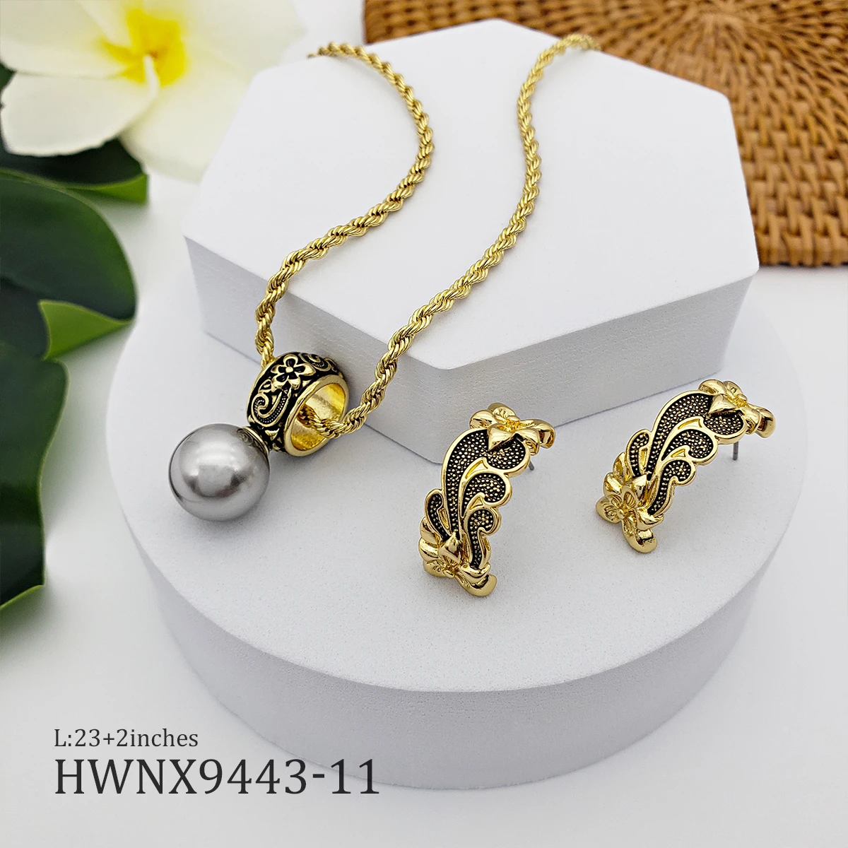 

Samoan jewelry necklace earrings komi hawaiian style jewelry set for women
