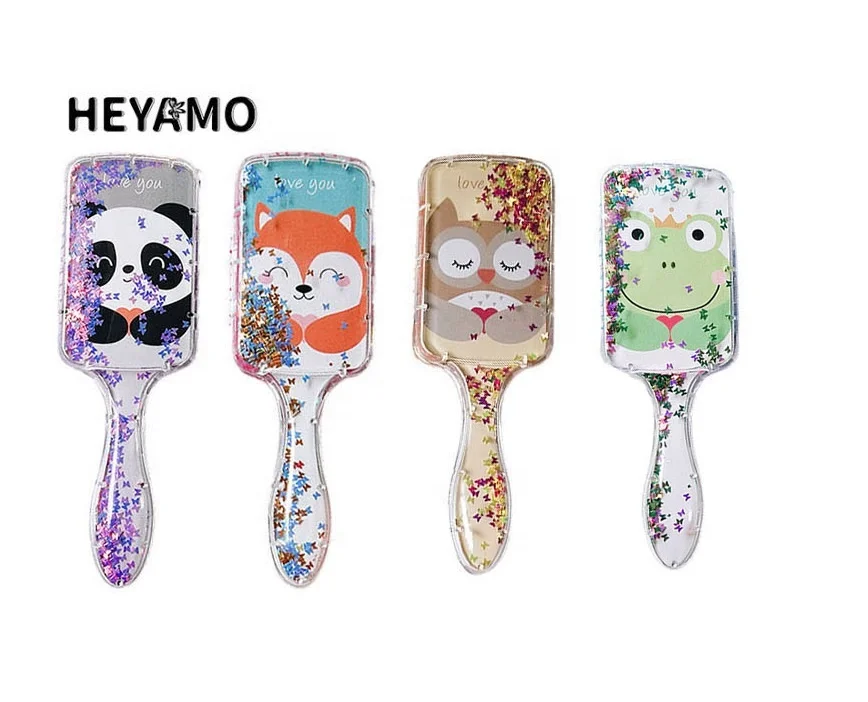 

HEYAMO Wholesale Hairbrush Detangle Brush For Hair Cute Animal Flow Center Large Paddle Comb Cartoon Color Print Hair Brush, White,blue,gray,yellow