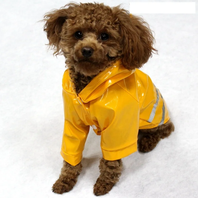 

Dog Clothes Doggie Yellow Raincoat for Small Dogs with Reflective Stripe Cute Adorable Spring Rainwear for Chihuahua&Poodle